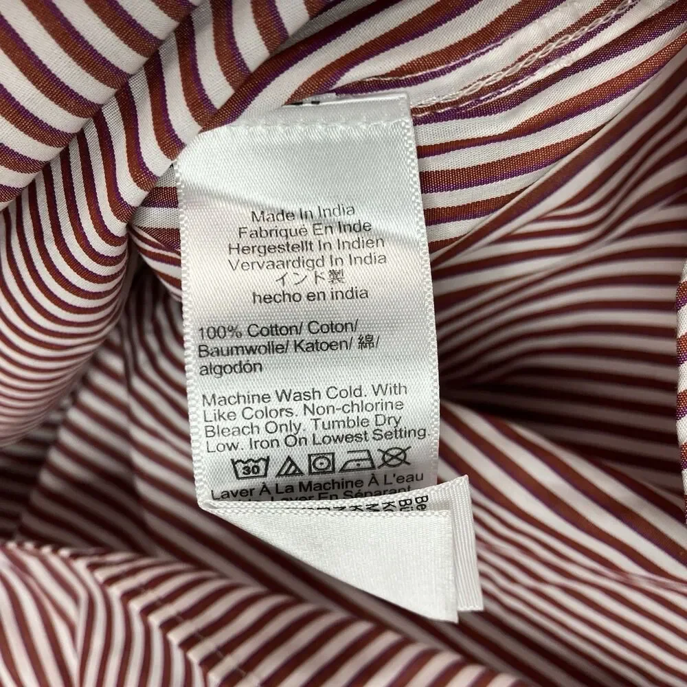 J Crew Jules Poplin Button Up Shirt Womens 18 Burgundy Striped CN851‎